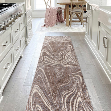 Eleni Contemporary Glam Abstract Marble Area Rug